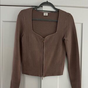 Abercrombie & Fitch Chocolate Zip-Up Crop Top